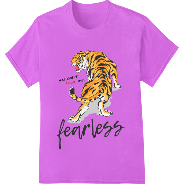 Vibrant print on demand print on Fearless Tiger: Unbeatable Strength Heat Transfer Design