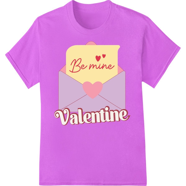 Adorable 'Be Mine Valentine' Envelope DTF Print Transfer on purple shirt - SUPERDTF-DTF Prints-DTF Transfers-Custom DTF Prints