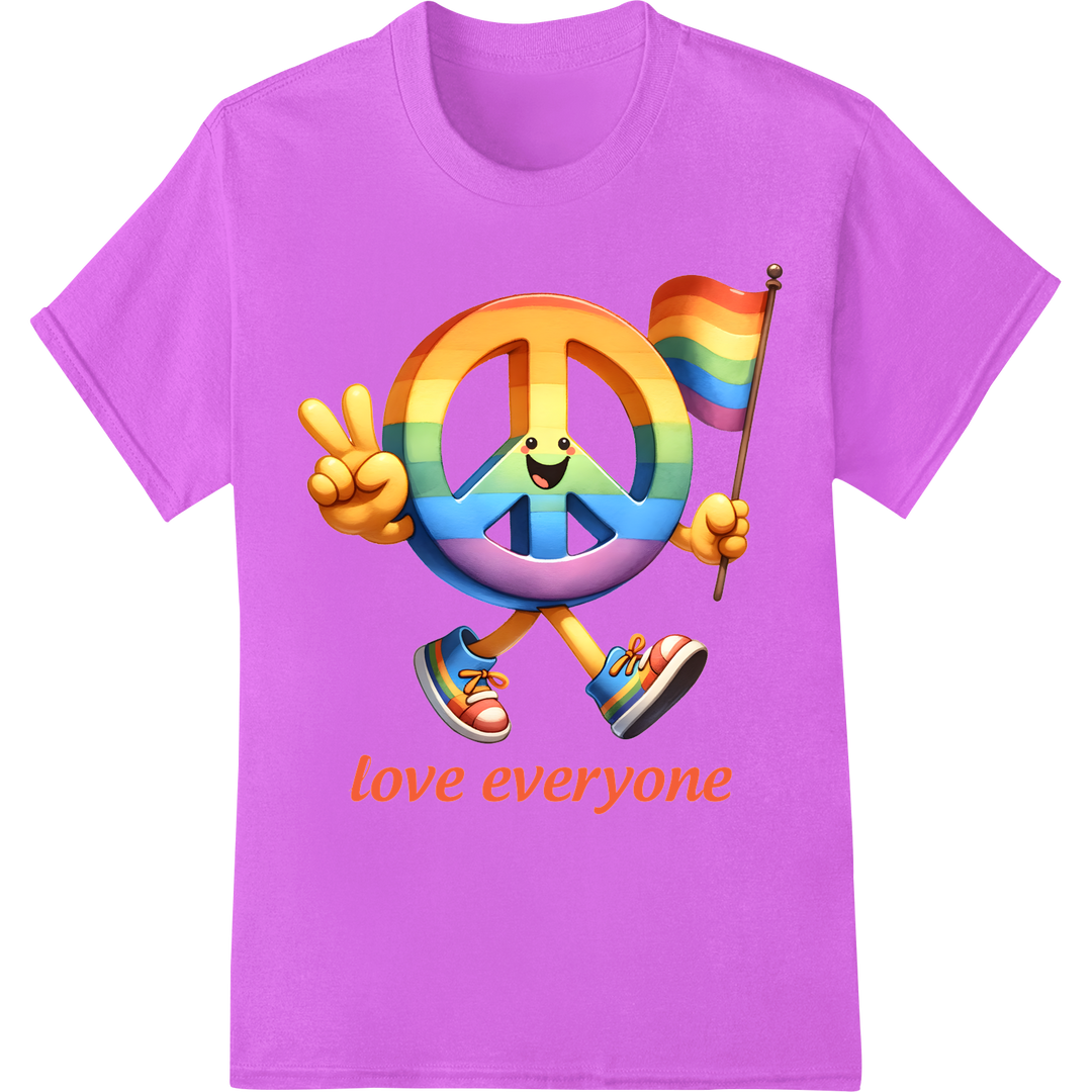 LGBT Rainbow Peace Sign 'Love Everyone' DTF Print Transfer on purple shirt - SUPERDTF-DTF Prints-DTF Transfers-Custom DTF Prints