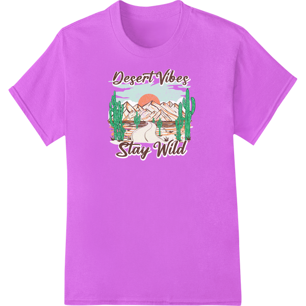 Desert Vibes: Embrace the Wild Beauty of Untamed Nature on purple shirt - SUPERDTF-DTF Prints-DTF Transfers-Custom DTF Prints