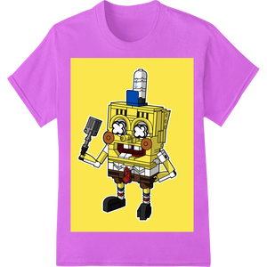 Spongebob Robot: Quirky Cartoon Character DTF Print featuring professional professional DTF printing