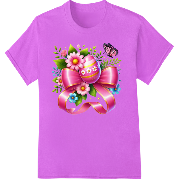 Vibrant Easter Egg Heat Transfer Print with Floral Charm on purple shirt - SUPERDTF-DTF Prints-DTF Transfers-Custom DTF Prints