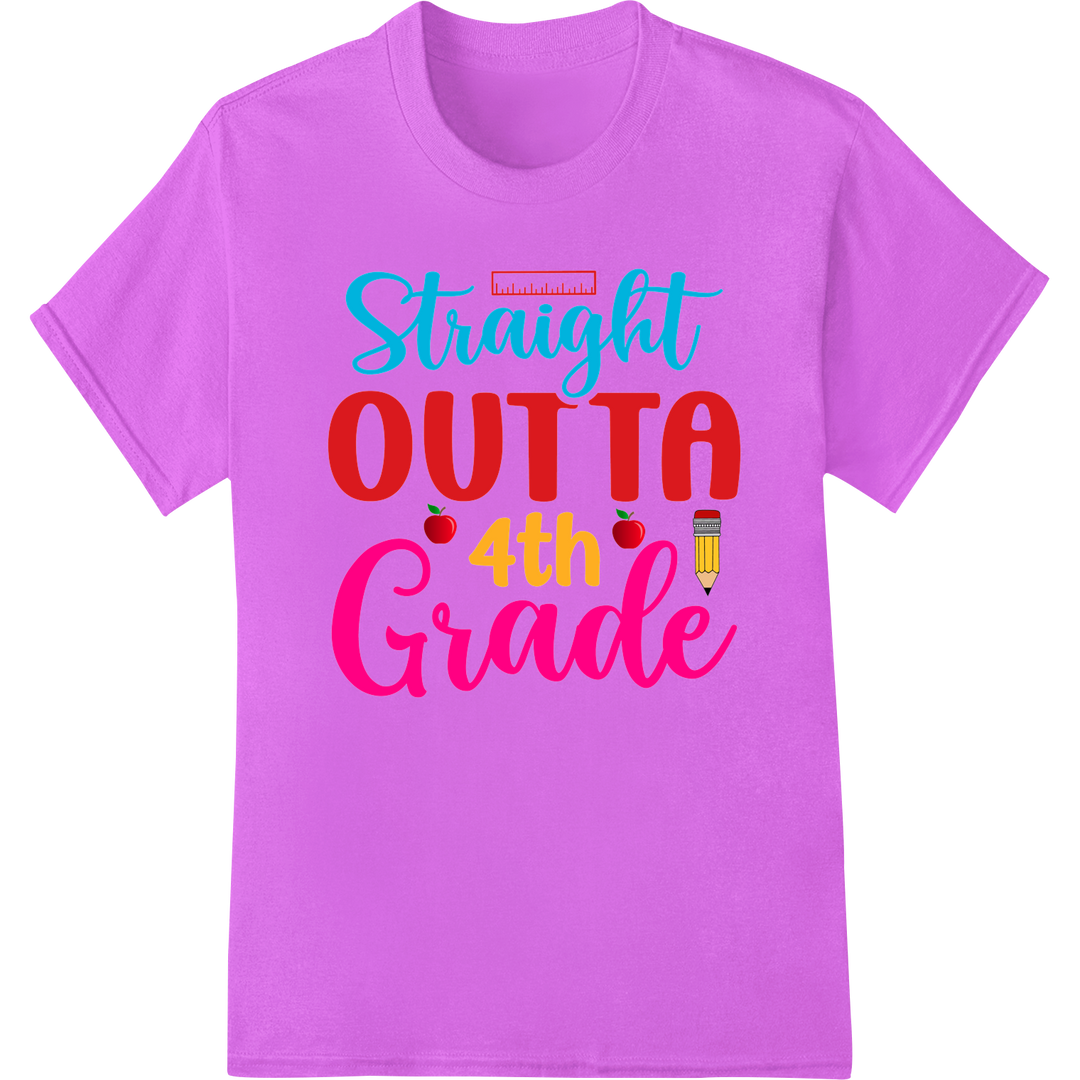 Straight OUTTA 4th Grade: Celebrate School Success on purple shirt - SUPERDTF-DTF Prints-DTF Transfers-Custom DTF Prints