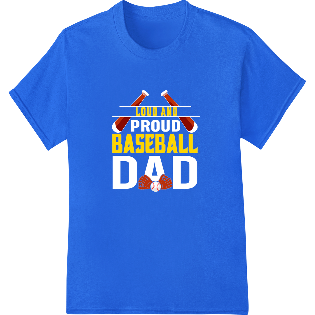 Bold 'Loud and Baseball' DTF Print Heat Transfer for Sports Fans on blue shirt - SUPERDTF-DTF Prints-DTF Transfers-Custom DTF Prints