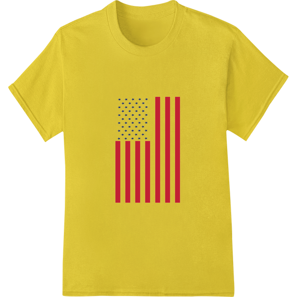 Bold Patriotic American Flag Stripes 4th of July DTF Print on yellow shirt - SUPERDTF-DTF Prints-DTF Transfers-Custom DTF Prints