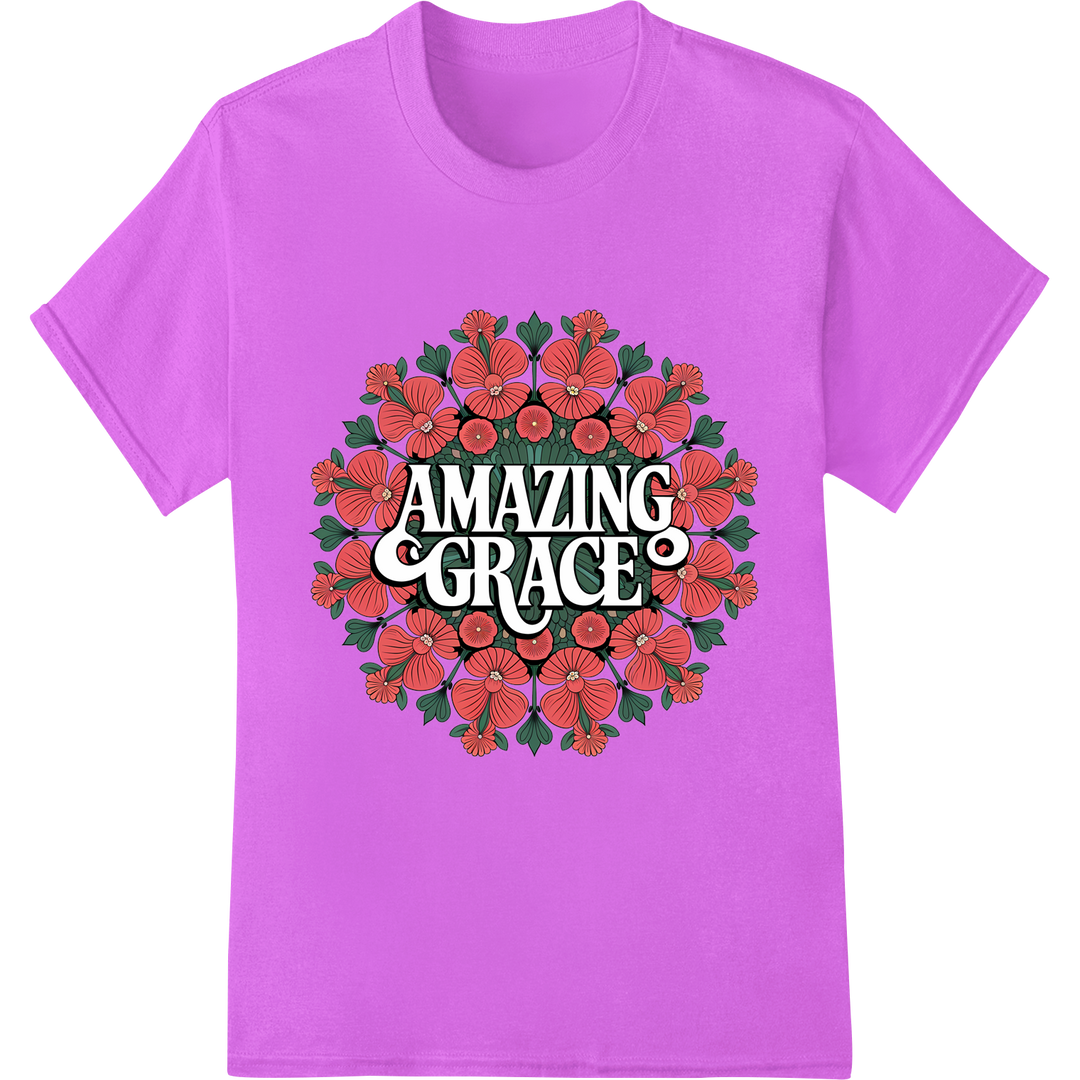 Amazing Grace: Inspiring Christian DTF Heat Transfer Design on purple shirt - SUPERDTF-DTF Prints-DTF Transfers-Custom DTF Prints