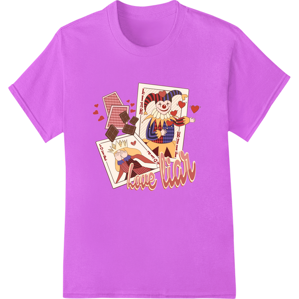 Adorable 'I Love You' Joker DTF Print for Valentine's Day on purple shirt - SUPERDTF-DTF Prints-DTF Transfers-Custom DTF Prints