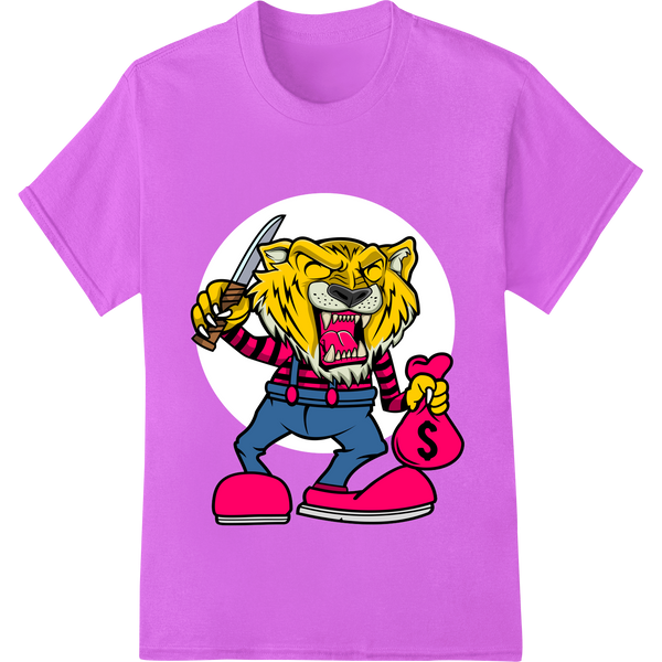 Custom DTF printing technology design - Fierce Cartoon Tiger Money Bag Heat Transfer | Super DTF