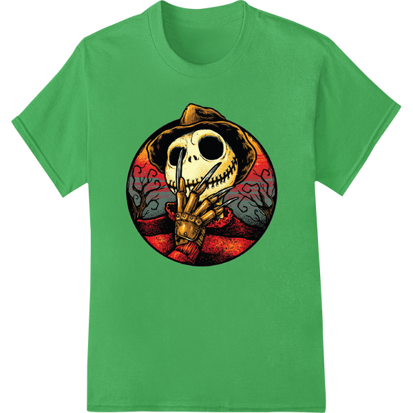 Eerie Skull Desert Landscape - Surreal Halloween DTF Print on green shirt - SUPERDTF-DTF Prints-DTF Transfers-Custom DTF Prints