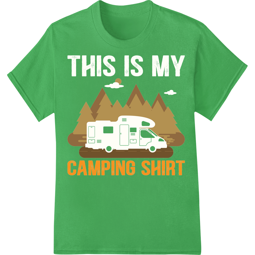 Rustic Camper Van Adventure DTF Print Heat Transfer on green shirt - SUPERDTF-DTF Prints-DTF Transfers-Custom DTF Prints