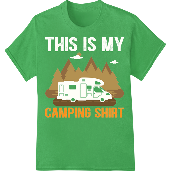 Rustic Camper Van Adventure DTF Print Heat Transfer on green shirt - SUPERDTF-DTF Prints-DTF Transfers-Custom DTF Prints