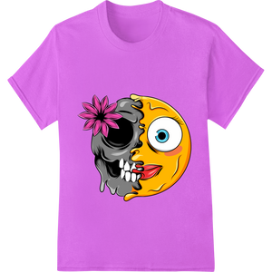 Custom customized apparel design - Day of the Dead Emoji: Vibrant Skull with Pink Flower