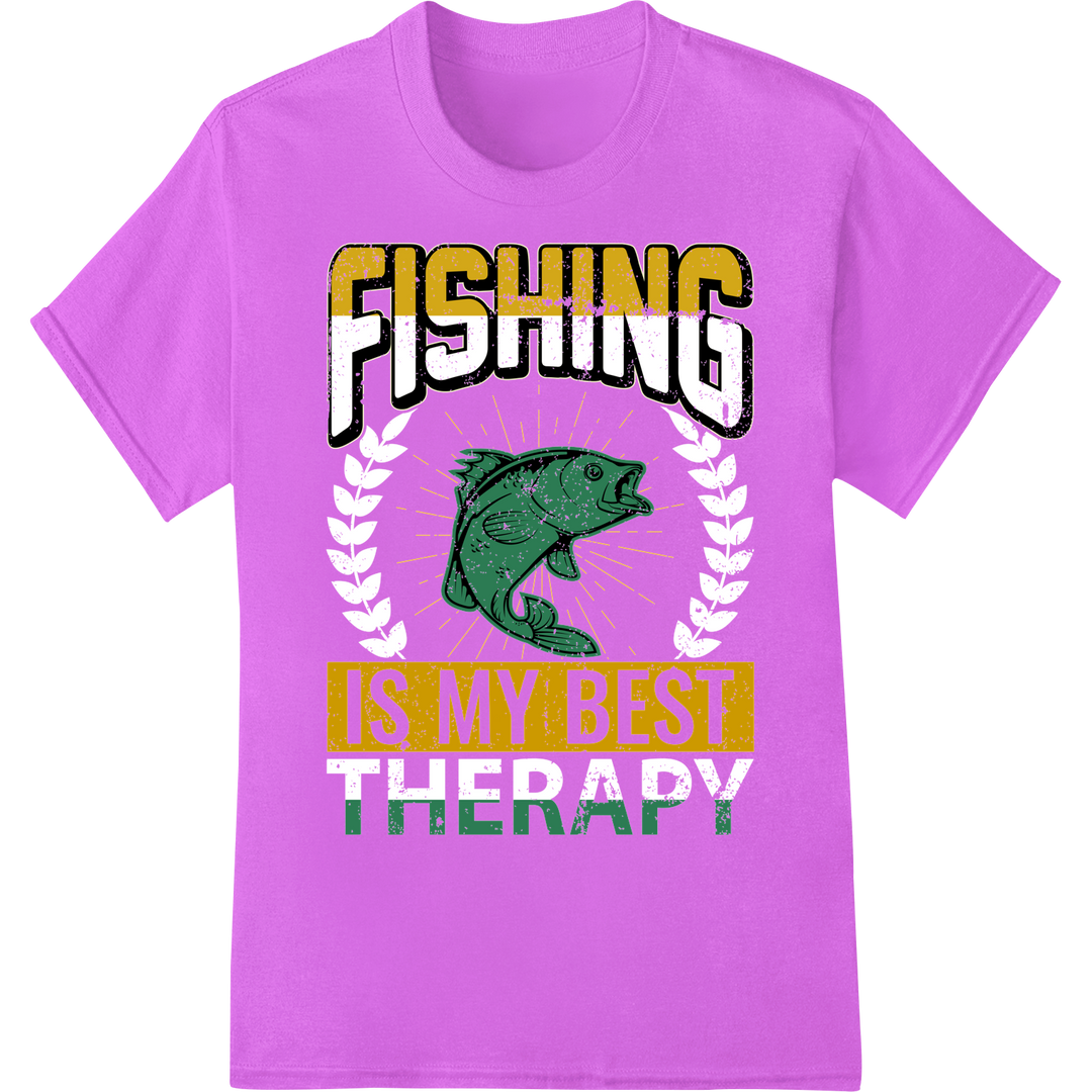 Vibrant Fishing Therapy DTF Print Heat Transfer on purple shirt - SUPERDTF-DTF Prints-DTF Transfers-Custom DTF Prints