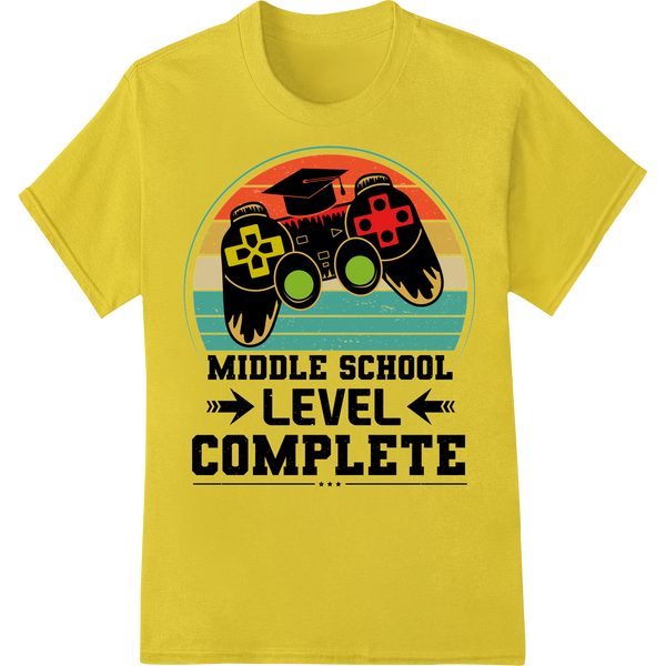 Retro Gamer Middle School Grad - Level Up Your Style on yellow shirt - SUPERDTF-DTF Prints-DTF Transfers-Custom DTF Prints