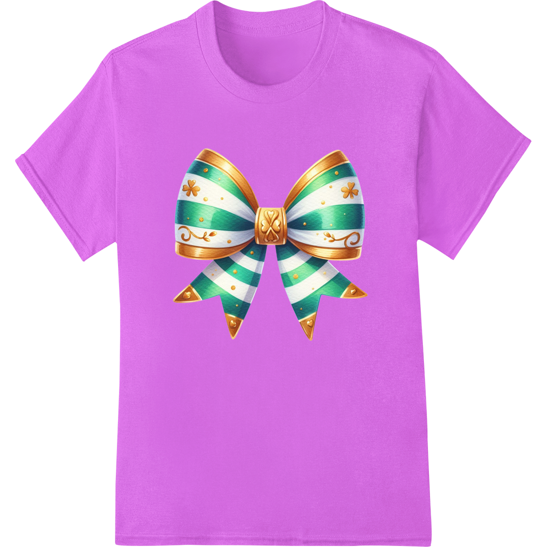 Vibrant St. Patrick's Day Bow DTF Print Heat Transfer on purple shirt - SUPERDTF-DTF Prints-DTF Transfers-Custom DTF Prints