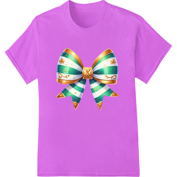 Vibrant St. Patrick's Day Bow DTF Print Heat Transfer on purple shirt - SUPERDTF-DTF Prints-DTF Transfers-Custom DTF Prints