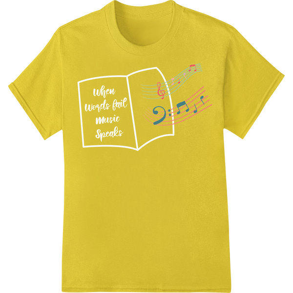 Striking Musical Notes Abstract DTF Print Heat Transfer on yellow shirt - SUPERDTF-DTF Prints-DTF Transfers-Custom DTF Prints