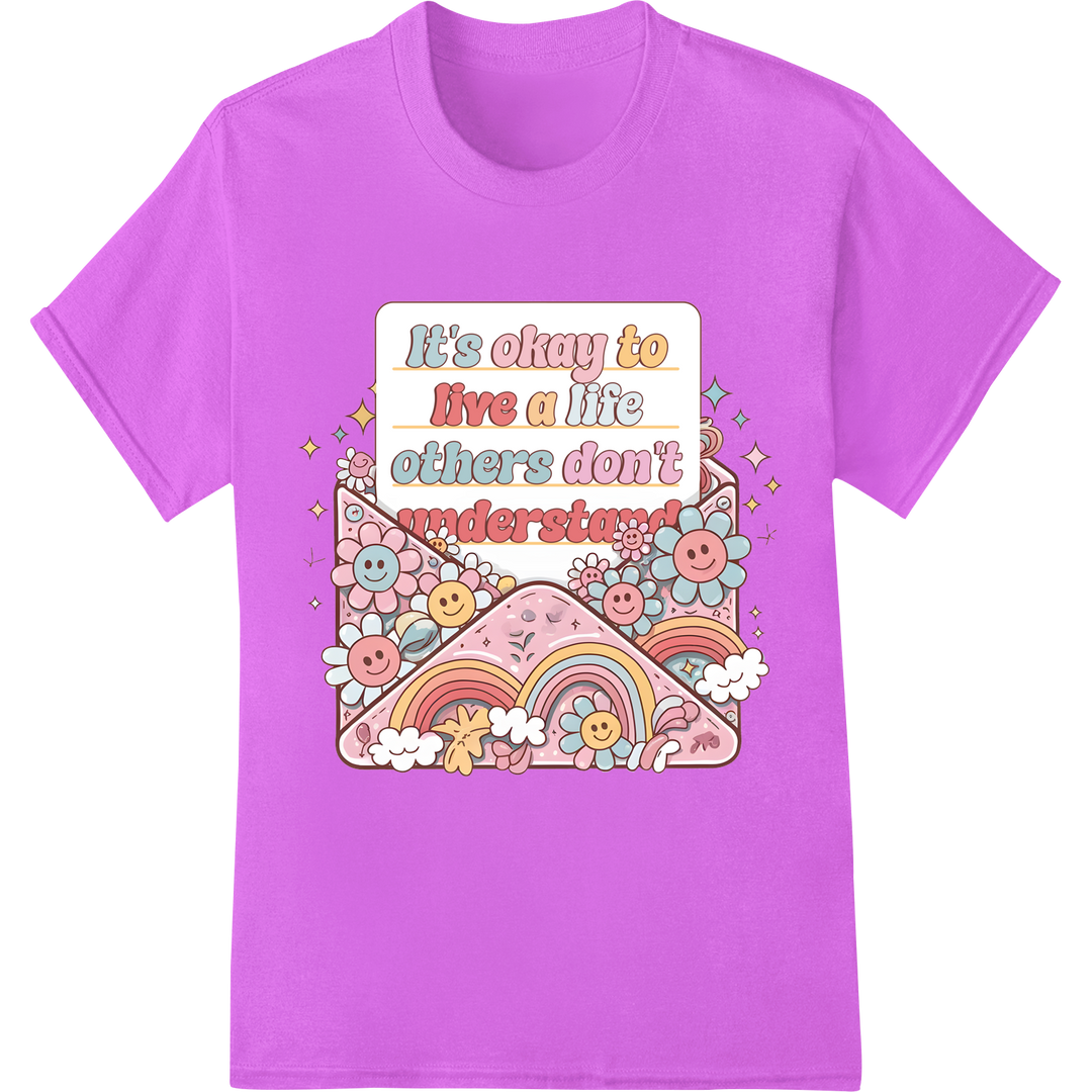 Embrace Your Unique Path: Inspirational Retro DTF Print on purple shirt - SUPERDTF-DTF Prints-DTF Transfers-Custom DTF Prints