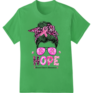 Hope Shines: Breast Cancer Awareness Ribbon Sunglasses on green shirt - SUPERDTF-DTF Prints-DTF Transfers-Custom DTF Prints