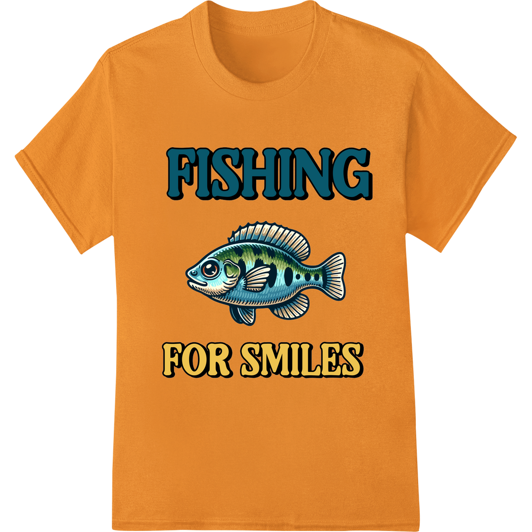 Reel In Smiles With This Cute Fish DTF Heat Transfer Print on orange shirt - SUPERDTF-DTF Prints-DTF Transfers-Custom DTF Prints