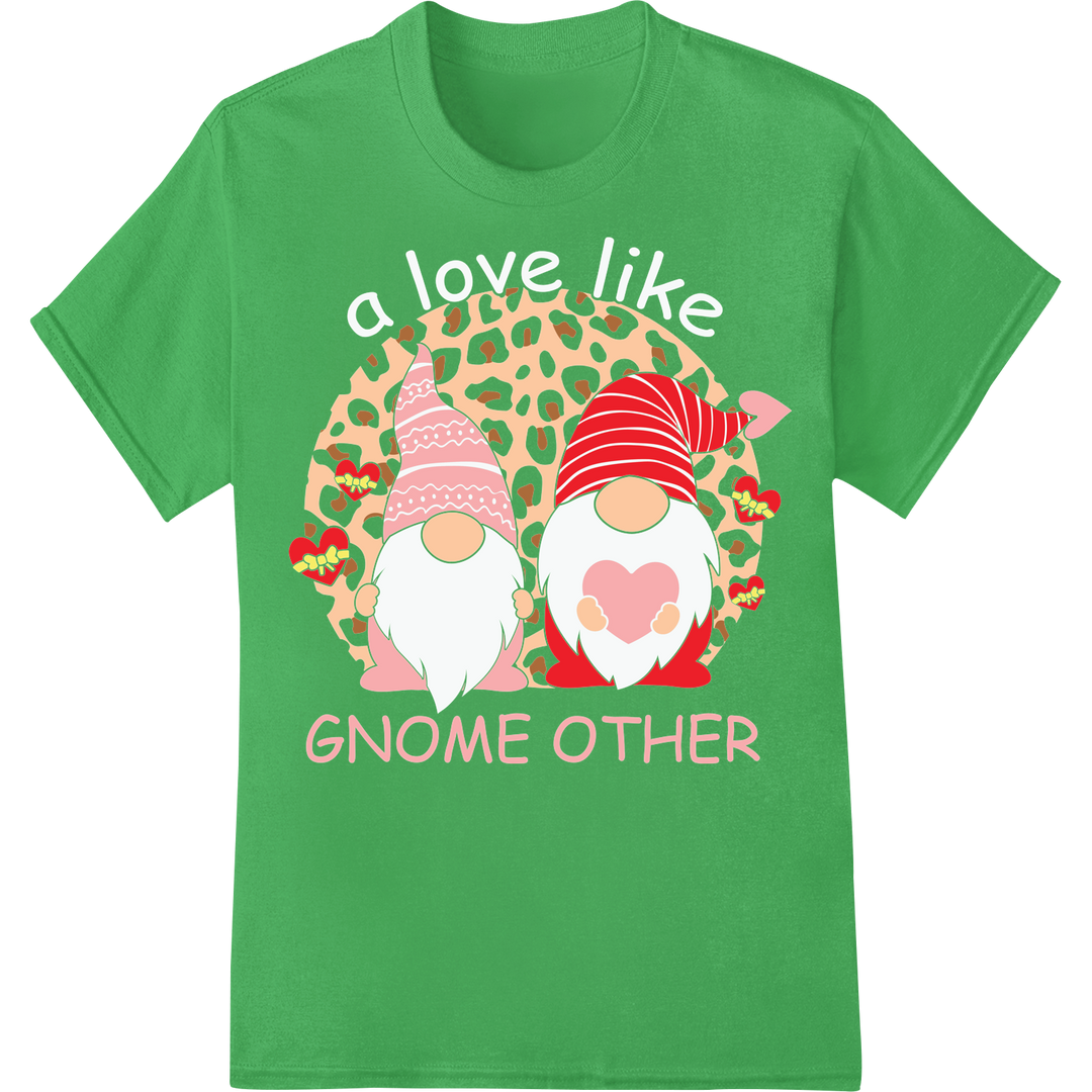 Adorable Gnome Valentine DTF Print Heat Transfer on green shirt - SUPERDTF-DTF Prints-DTF Transfers-Custom DTF Prints