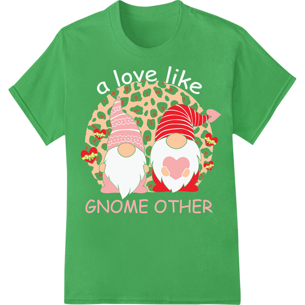 Adorable Gnome Valentine DTF Print Heat Transfer on green shirt - SUPERDTF-DTF Prints-DTF Transfers-Custom DTF Prints