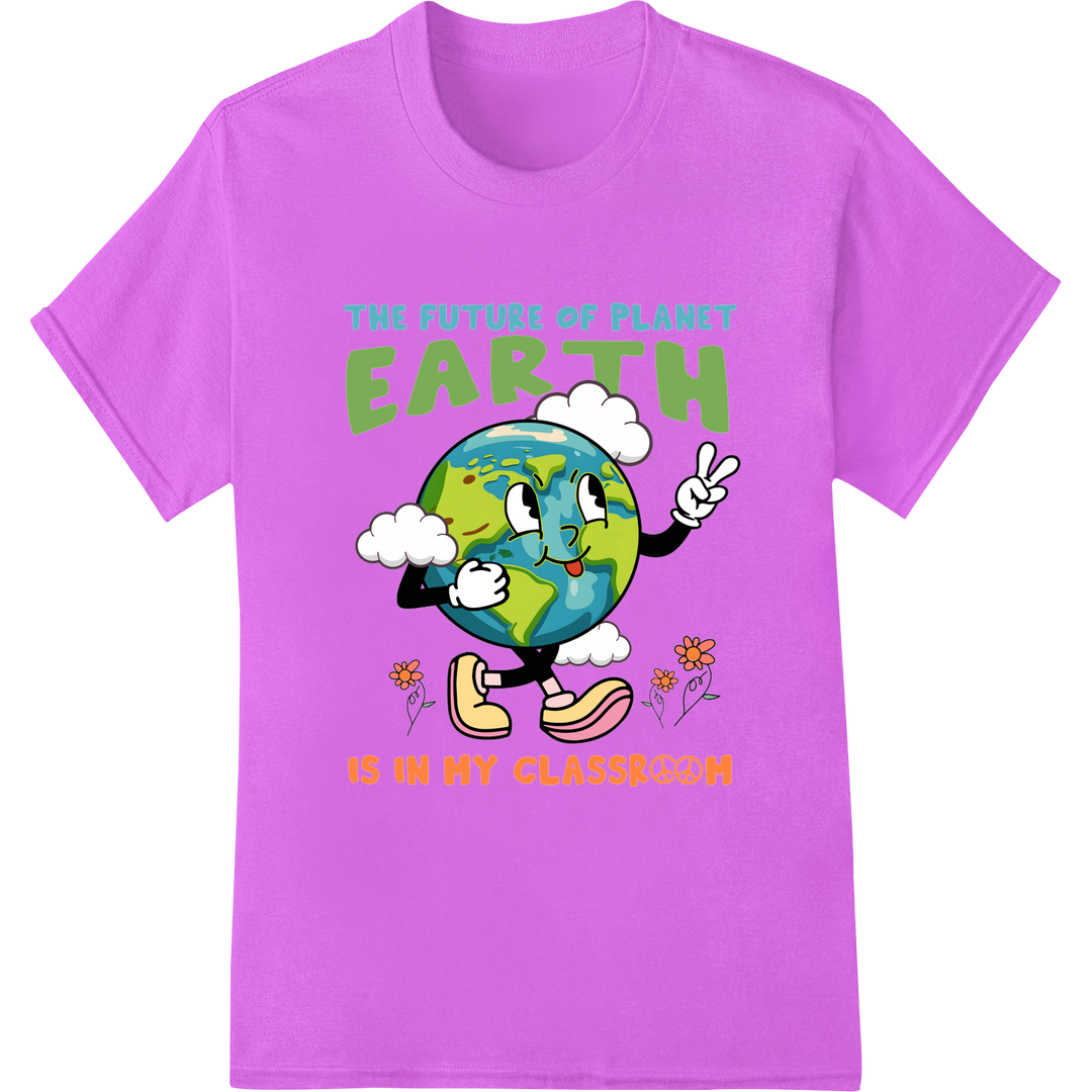 Inspire Eco-Awareness with Classroom Earth Day DTF Print on purple shirt - SUPERDTF-DTF Prints-DTF Transfers-Custom DTF Prints