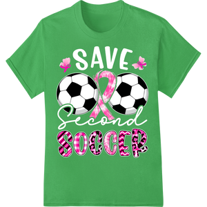 Pink Ribbon Soccer Ball DTF Print Heat Transfer on green shirt - SUPERDTF-DTF Prints-DTF Transfers-Custom DTF Prints