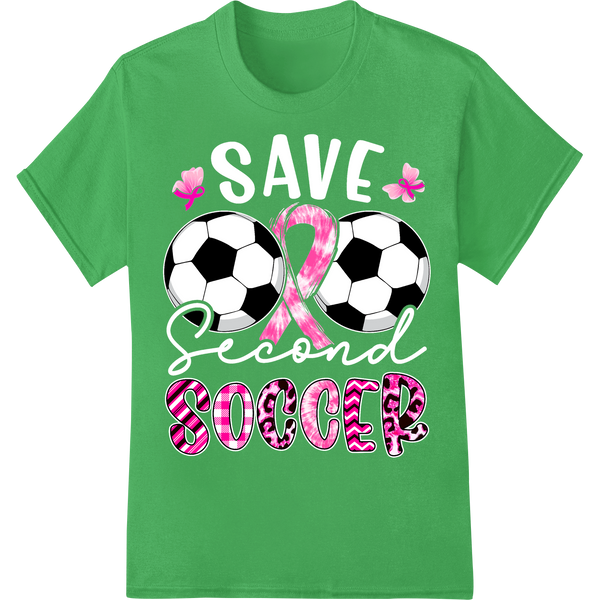 Pink Ribbon Soccer Ball DTF Print Heat Transfer on green shirt - SUPERDTF-DTF Prints-DTF Transfers-Custom DTF Prints