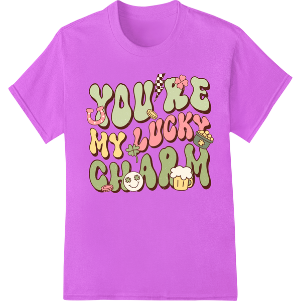 YOU'RE MY LUCKY CHARM Adorable St. Patrick's Day DTF Print on purple shirt - SUPERDTF-DTF Prints-DTF Transfers-Custom DTF Prints