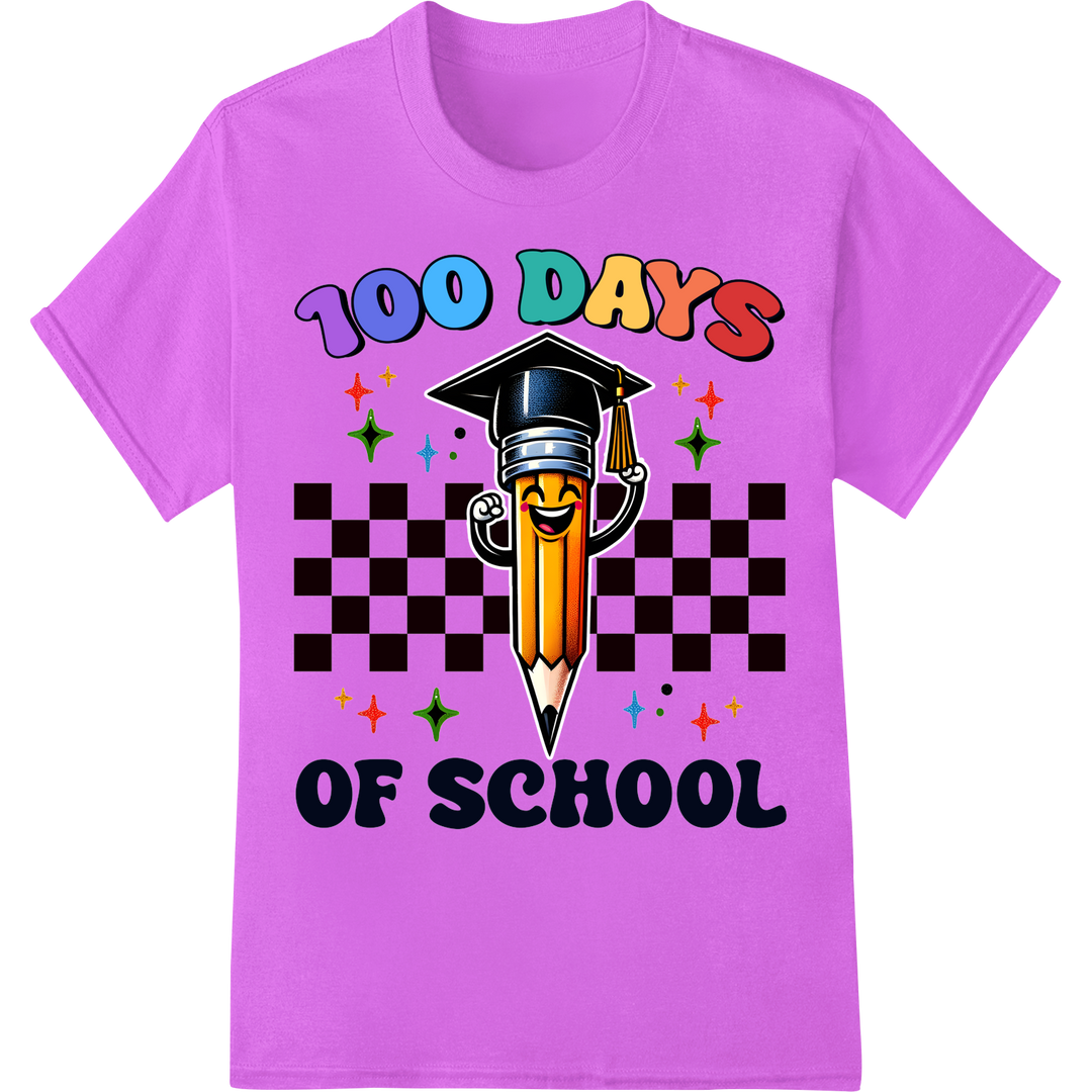 Celebrate 100 Days of Learning | School Milestone DTF Print on purple shirt - SUPERDTF-DTF Prints-DTF Transfers-Custom DTF Prints