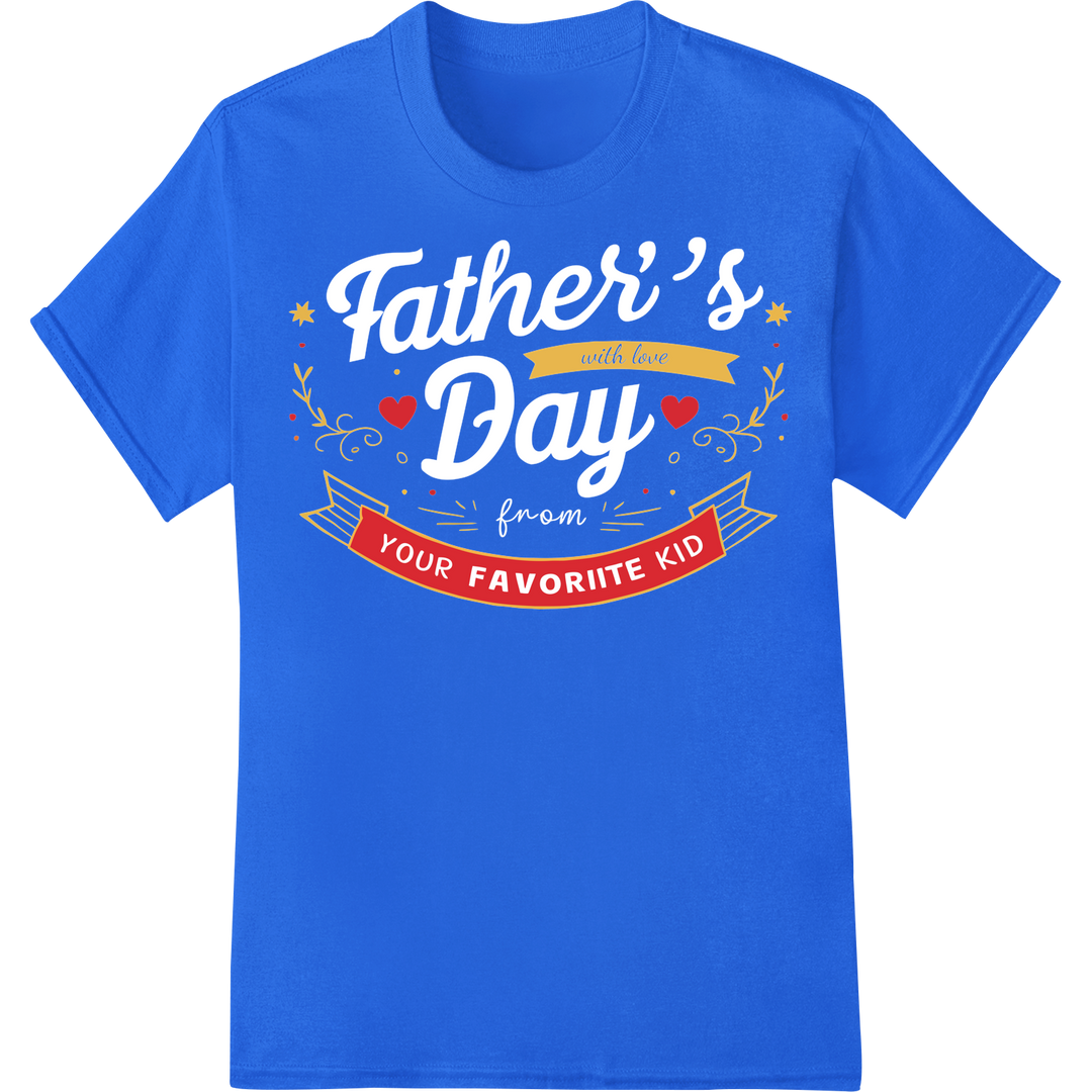 Retro Father's Day Banner DTF Print Heat Transfer - With Love on blue shirt - SUPERDTF-DTF Prints-DTF Transfers-Custom DTF Prints