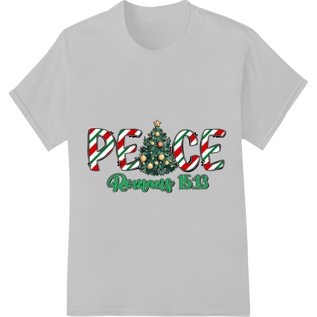 Festive 'PEACE' Christmas Typography DTF Print Heat Transfer on white shirt - SUPERDTF-DTF Prints-DTF Transfers-Custom DTF Prints