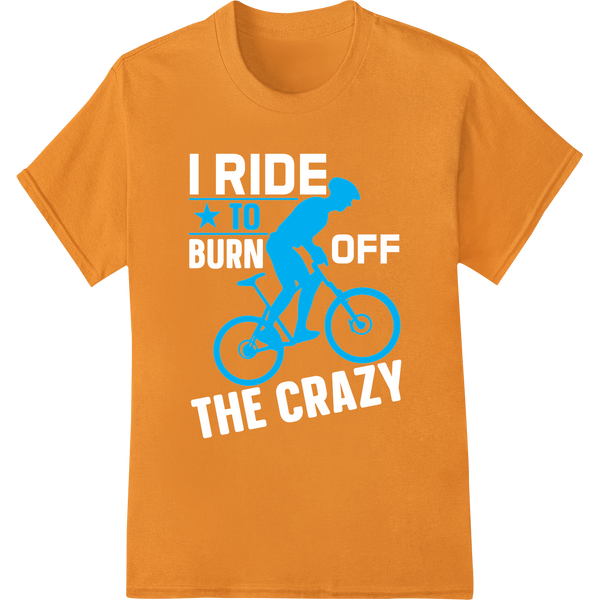 Ride in Style: Sleek Cyclist Silhouette DTF Print Transfer on orange shirt - SUPERDTF-DTF Prints-DTF Transfers-Custom DTF Prints