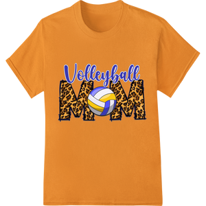 Durable innovative apparel printing applied to Volleyball Mom Leopard Print DTF Heat Transfer Design