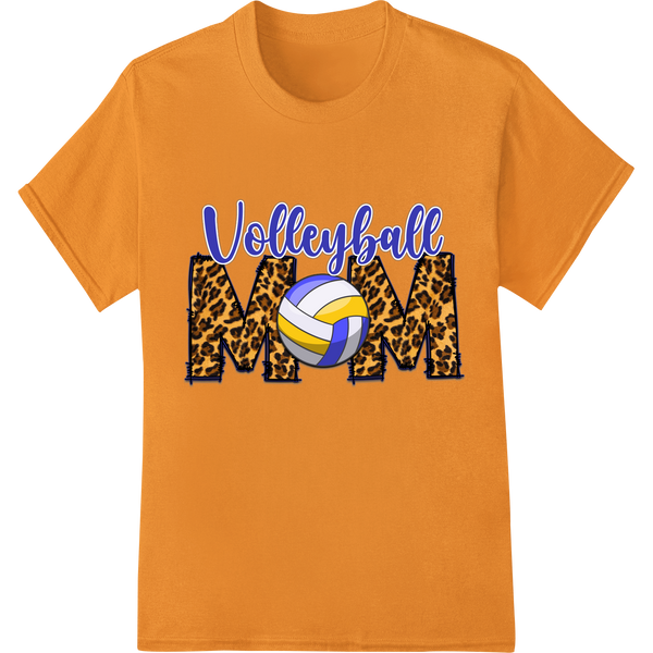 Durable innovative apparel printing applied to Volleyball Mom Leopard Print DTF Heat Transfer Design