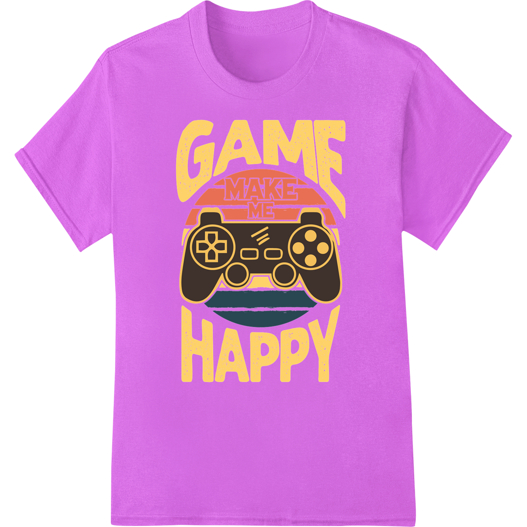 Retro Gaming Controller DTF Print Heat Transfer | Gamer Gift on purple shirt - SUPERDTF-DTF Prints-DTF Transfers-Custom DTF Prints