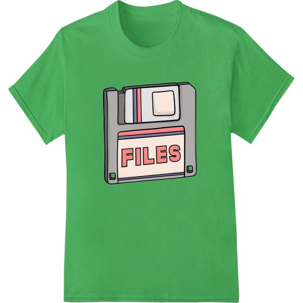 Retro Floppy Disk: Nostalgic 80s Tech Design on green shirt - SUPERDTF-DTF Prints-DTF Transfers-Custom DTF Prints