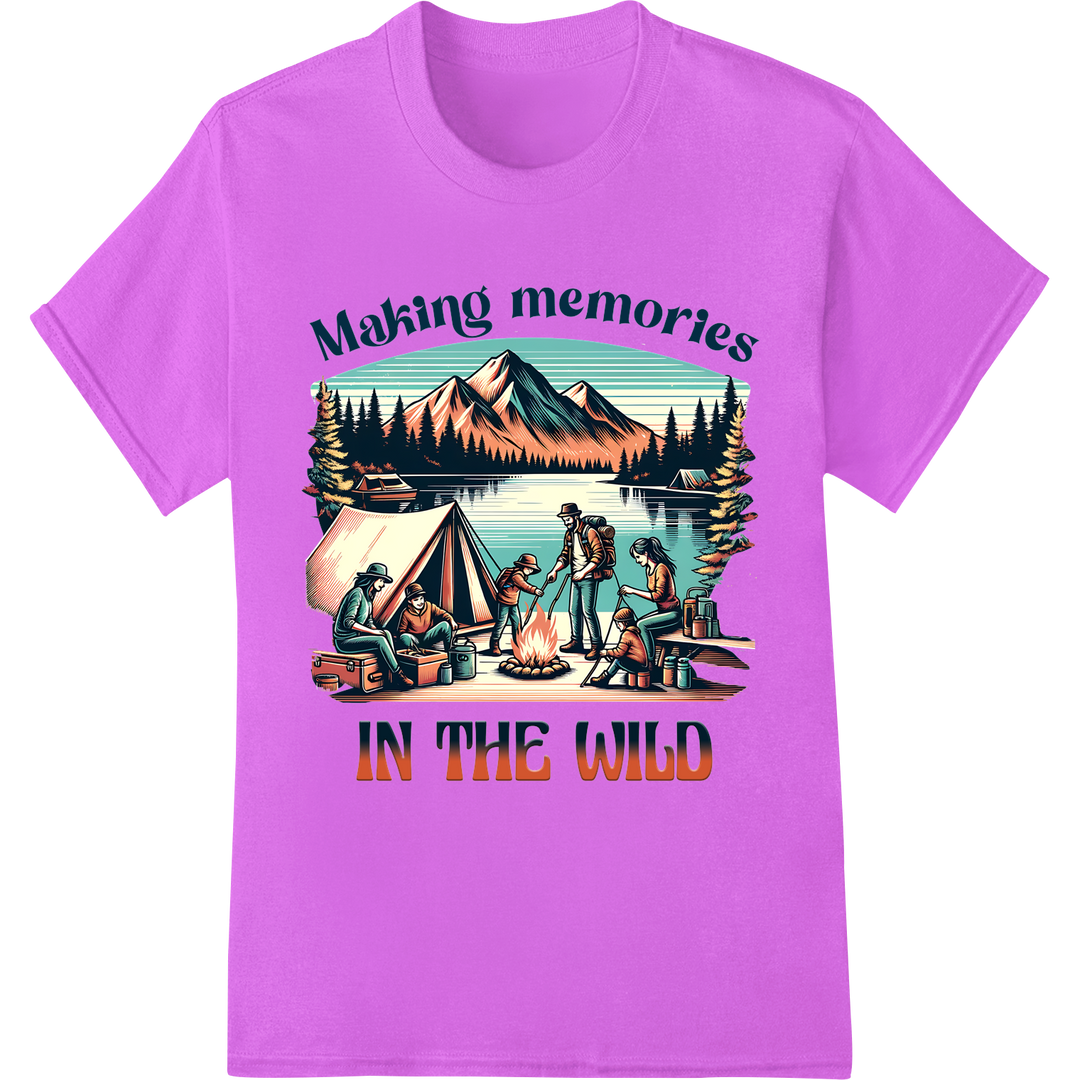 Vintage Camping Adventure DTF Print | Outdoor Memories on purple shirt - SUPERDTF-DTF Prints-DTF Transfers-Custom DTF Prints