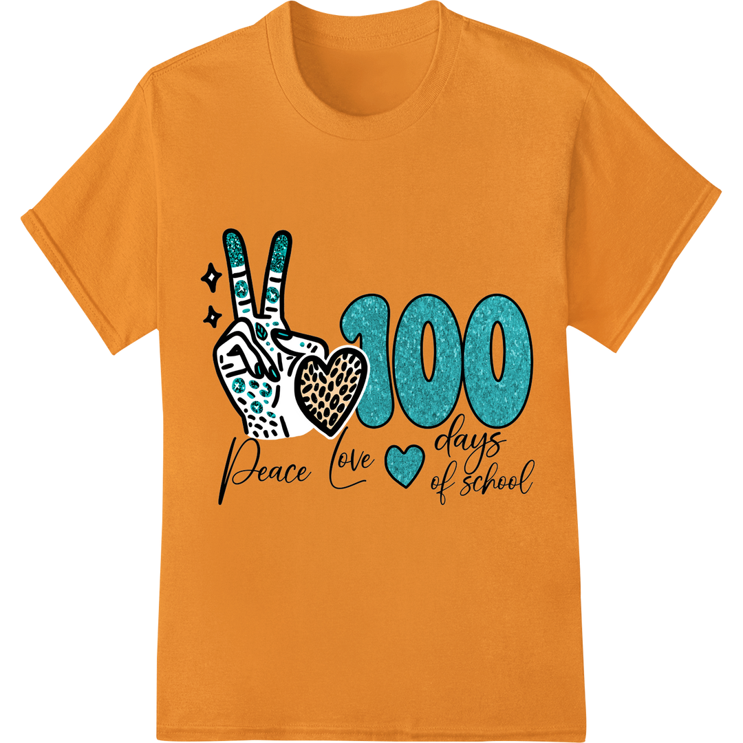 Retro 100 Days of School Milestone DTF Print Heat Transfer on orange shirt - SUPERDTF-DTF Prints-DTF Transfers-Custom DTF Prints