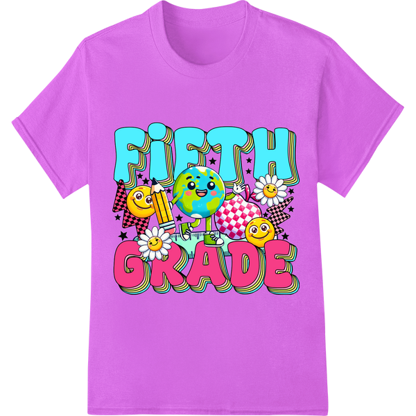 Vibrant 5th Grade Cheer: Teacher's Colorful Classroom Print on purple shirt - SUPERDTF-DTF Prints-DTF Transfers-Custom DTF Prints