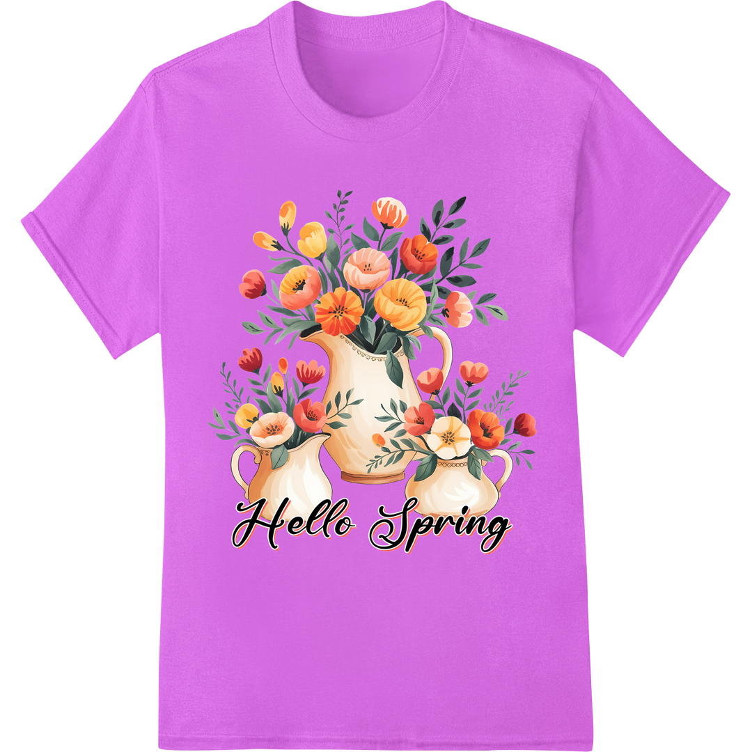 Blooming Spring Floral DTF Heat Transfer Print | Super DTF on purple shirt - SUPERDTF-DTF Prints-DTF Transfers-Custom DTF Prints