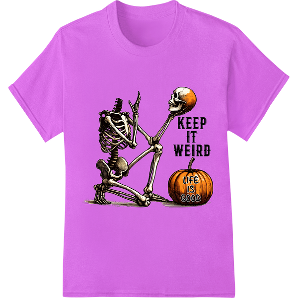 Quirky Skeleton DTF Print: Embrace Your Weird Side on purple shirt - SUPERDTF-DTF Prints-DTF Transfers-Custom DTF Prints