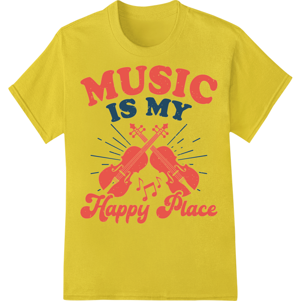 Music Lover's Delight: Bold DTF Print Heat Transfer on yellow shirt - SUPERDTF-DTF Prints-DTF Transfers-Custom DTF Prints