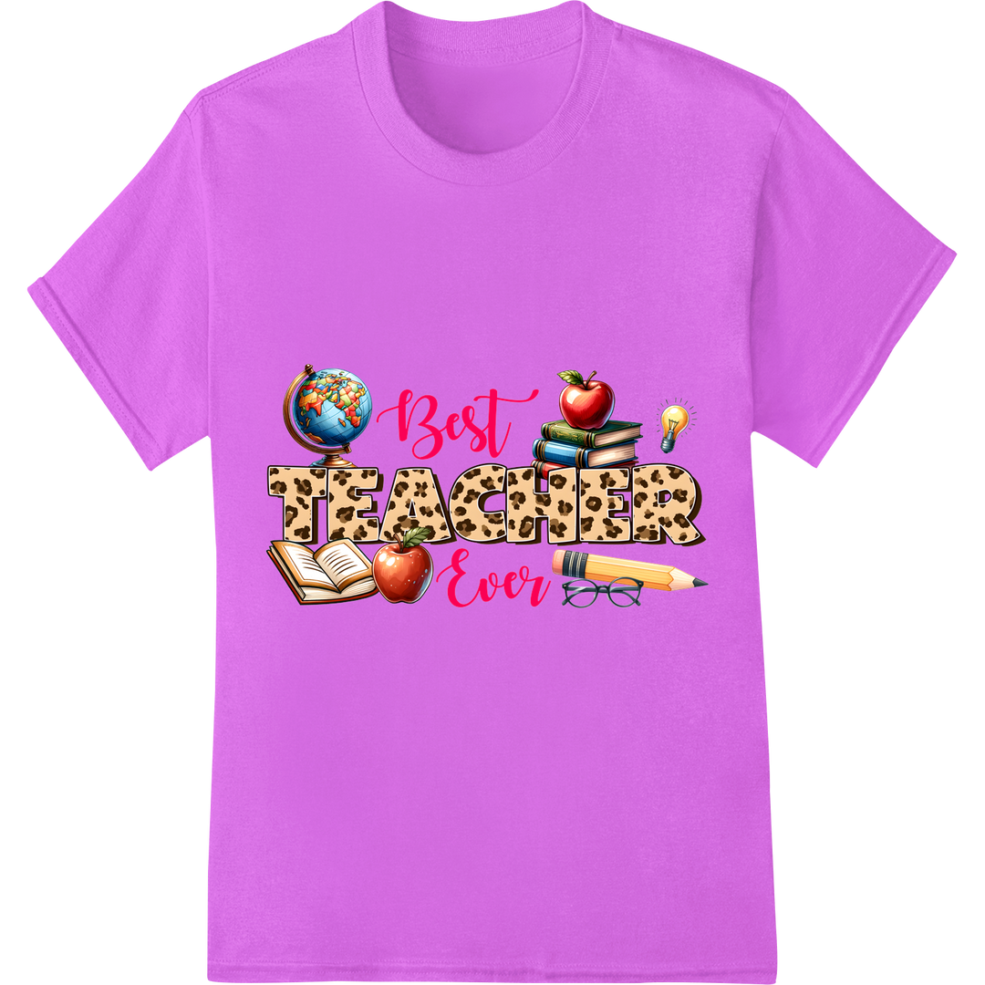 Celebrate Teacher Appreciation Day with 'Best Teacher Ever' DTF Print on purple shirt - SUPERDTF-DTF Prints-DTF Transfers-Custom DTF Prints