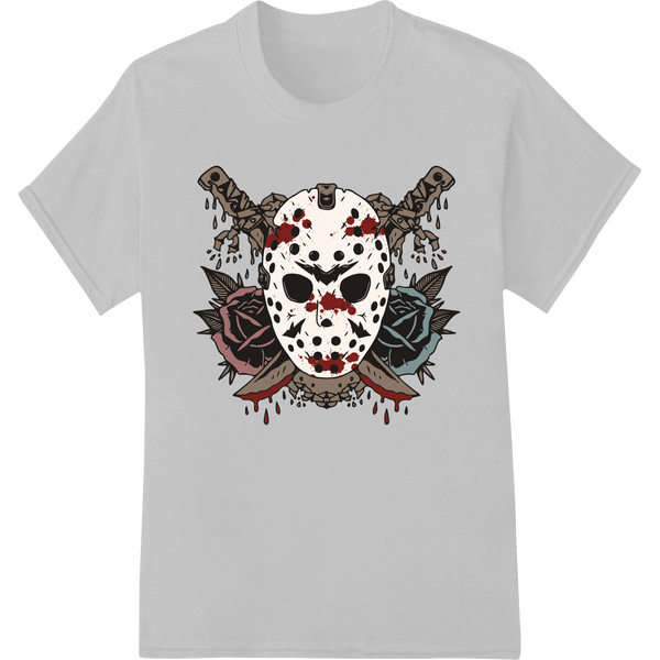 Dark Gothic design featuring skulls surrounded by red roses, perfect for edgy DTF printing and heat transfer on custom...