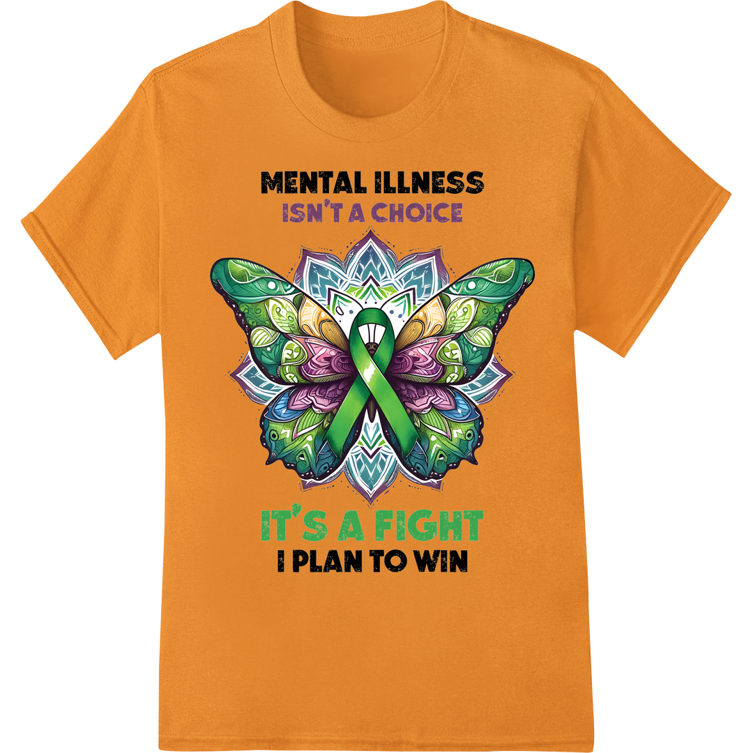 Empowering Butterfly: Mental Health Awareness DTF Print on orange shirt - SUPERDTF-DTF Prints-DTF Transfers-Custom DTF Prints