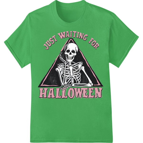 Black and white spooky skeleton design printed using DTF (Direct to Film) technology as a heat transfer for custom t-shirts