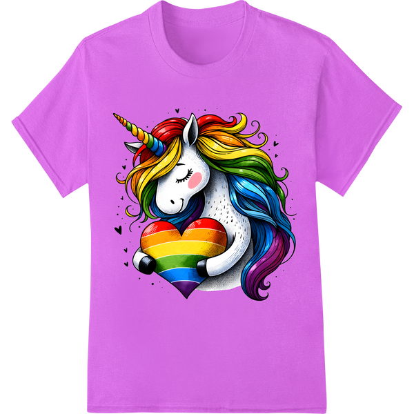 Magical Unicorn Rainbow Pride Heat Transfer Print | LGBTQ+ on purple shirt - SUPERDTF-DTF Prints-DTF Transfers-Custom DTF Prints