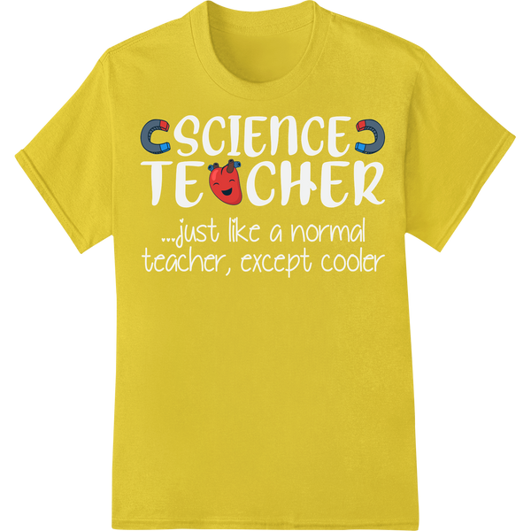 Scientist Teacher Valentine's Day Love Heart DTF Print on yellow shirt - SUPERDTF-DTF Prints-DTF Transfers-Custom DTF Prints